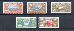 Iceland 1930 Old Set Airmail "Allthing" Stamps (Michel 142/146) MLH - Posta Aerea