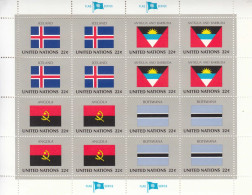 1986 United Nations New York Flags Iceland Botswana Miniature Sheet Of 16 MNH - Unused Stamps