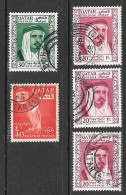 Qatar 5 Stamps 1960s Used. Sheikh Falcon - Qatar