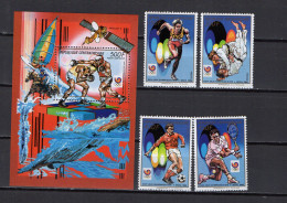 Central Africa 1988 Olympic Games Seoul, Space, Boxing, Judo, Football Soccer, Tennis Etc. Set Of 4 + S/s MNH - Sommer 1988: Seoul