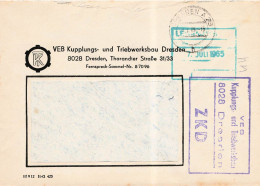 DDR Brief ZKD 1965 VEB Kupplungs Und Triebwerksbau Dresden - Zentraler Kurierdienst