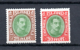 Iceland 1931 Set King Christian X Stamps (Michel 162/63) Nice MLH - Ongebruikt