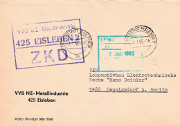 DDR Brief ZKD 1965 VVB NE Metallindustrie Eisleben - Centrale Postdienst