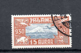 Iceland 1930 Old Airmail "Allthing" Stamp (Michel 142) Nice Used - Airmail