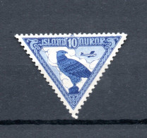 Iceland 1930 Old Airmail "Allthing" Bird Stamp (Michel 140) Nice MLH - Aéreo