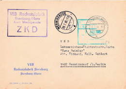 DDR Brief ZKD 1965 VEB Radsatzfabrik Ilsenburg - Zentraler Kurierdienst