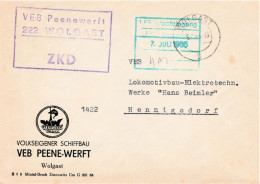 DDR Brief ZKD 1965 VEB Peenewerft Wolgast - Central Mail Service