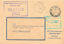 DDR Brief ZKD 1965 VEB Schwermaschinenbau Heinrich Rau Wildau - Central Mail Service