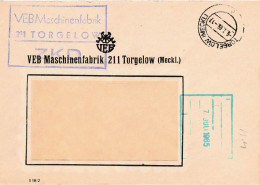 DDR Brief ZKD 1965 VEB Maschinenfabrik Torgelow - Zentraler Kurierdienst