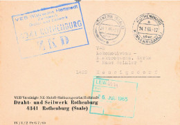 DDR Brief ZKD 1965 VEB Draht Und Seilwerk Rothenburg - Central Mail Service