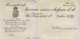 Croatia GALDOVO Sisak - Tvornica Sesira - INVOICE Rechnung 1925 (see Sales Conditions) - Kroatien