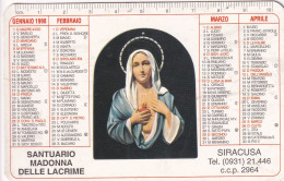 Calendarietto - Santuario Madonna Delle Lacrime - Siracusa - Anno 1998 - Tamaño Pequeño : 1991-00