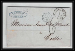 41059 Lettre LAC Allemagne (Deutschland) Hamburg Tour-t Forbach 1868 Pour Cette France Marque Postale Entree Vorlaufer - Hambourg