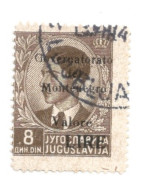 (COLONIE E POSSEDIMENTI) 1942, MONTENEGRO, SOPRASTAMPATI, 8D - 1 Francobollo Usato (CAT. SASSONE N.46) - Montenegro