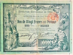 Exposition Universelle De 1900 - Bon De 20 Francs Au Porteur - Agriculture