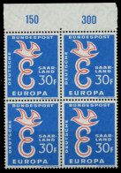 SAAR OPD 1958 Nr 440 Postfrisch VIERERBLOCK ORA X976BBE - Nuevos