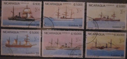 NICARAGUA ~ 3rd APRIL 1990 ~ "STAMPWORLD LONDON '90" ~ OLD STEAM SHIPS ~ VFU #03510 - Nicaragua