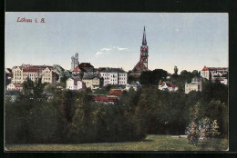 AK Löbau I. S., Ortspartie Mit Kirchturm  - Loebau