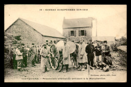 56 - COETQUIDAN - PRISONNIERS ALLEMANDS ARRIVANT A LA MANUTENTION - GUERRE 14/18 - Guer Cötquidan