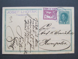 GANZSACHE Tábor - Humpolec J. Lhoták 1919 Mischfrankatur  // P7168 - Lettres & Documents