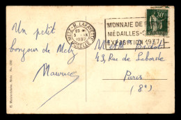 OBLITERATION MECANIQUE - METZ - R.LAFAYETTE - MONNAIE DE PARIS MEDAILLES - STAND EXPOSITION 1937 - Oblitérations Mécaniques (Autres)