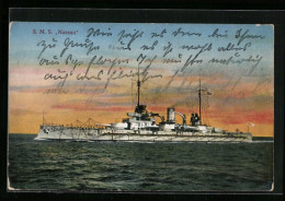AK Kriegsschiff SMS Nassau Auf See Bei Dämmerung  - Guerra