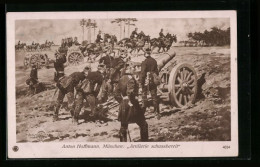 Künstler-AK Anton Hoffmann - München: Artillerie Schussbereit, Soldaten Auf Dem Felde  - Hoffmann, Anton - Munich