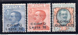 Corfù Occupazione Italiana 1923 N. 12/14 Non Emessi - Lokale/autonome Uitgaven