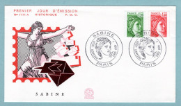 FDC France 1980 - Sabine De Gandon 1980 - 1,20 F Vert Et 1,40 Rouge - YT 2101 Et 2102 - Paris - 1980-1989