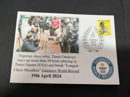 22-4-2024 (2 Z 42) Nigeria Chess Whiz Tunde Onokoya Up For 58 Hours Record Playing CHESS In Times Square USA - Chess