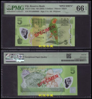 Fiji 5 Dollars, 2023, Polymer, FFA+ Solid 8, Specimen, PMG66 - Figi