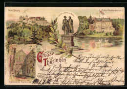 Lithographie Paulinzella / Thür., Klosterruine, Schiller U. Goethe I. Weimar, Veste Coburg & Schloss Reinhardsbrunn  - Weimar