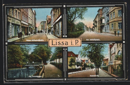 AK Lissa I. P., Kaiser Wilhelm-Strasse, Roonstrasse Und Am Schlossplatz  - Posen