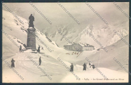 Aosta Gran San Bernardo Nevicata Sci Cartolina ZQ4696 - Aosta