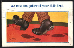 Künstler-AK Donald McGill: We Miss The Patter Of Your Little Feet  - Mc Gill, Donald