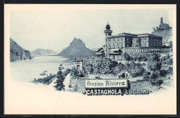 Künstler-AK Castagnola /Lugano, Pension Riviera  - Riviera