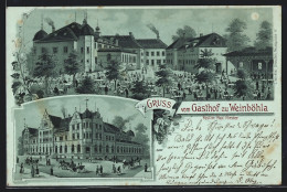 Lithographie Weinböhla, Vor Försters Gasthof, Gäste Im Schlosshof  - Weinboehla