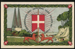 Notgeld Broager 1920, 1 Mark, Plebiscit Slesvig, Kirche Und Steilküste, Flaggen Und Lorbeerkranz  - Dinamarca