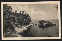 Cartolina Duino, Castello Di Duino Con Scoglio Dante  - Otros & Sin Clasificación