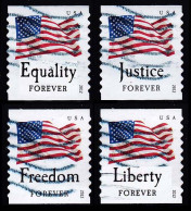 Etats-Unis / United States (Scott No.4633-36 - Drapeau / US / Flag) (o) Roulette / Per. 9 1/2  / Coil - Used Stamps