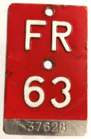 Velonummer Fribourg FR 63 - Plaques D'immatriculation
