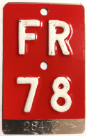 Velonummer Fribourg FR 78 - Nummerplaten
