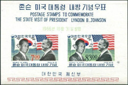 Korea South 1966 SG669 Presidents Pak And Johnson MS MNH - Corea Del Sur