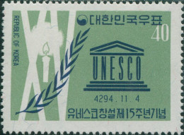 Korea South 1961 SG408 40h UNESCO Candle MLH - Corée Du Sud