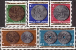 Papua New Guinea 1975 SG281-285 Coins On Stamps Set MNH - Papouasie-Nouvelle-Guinée