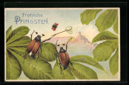 Künstler-AK Maikäfer Fangen Marienkäfer Mit Kescher  - Insects
