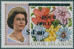 Cook Islands 1970 SG336 $4 Ovpt Flowers QEII With Paper Fold MNH - Cookeilanden
