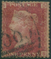 Great Britain 1858 SG43 1d Red QV BDDB Plate 202 Fine Used (amd) - Non Classificati