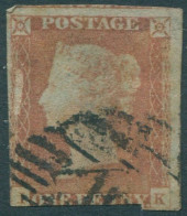 Great Britain 1854 SG9 1d Pale Red-brown QV **IK Imperf FU (amd) - Unclassified