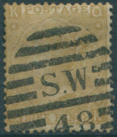 Great Britain 1867 SG110 9d Straw QV KQQK Creases FU (amd) - Other & Unclassified